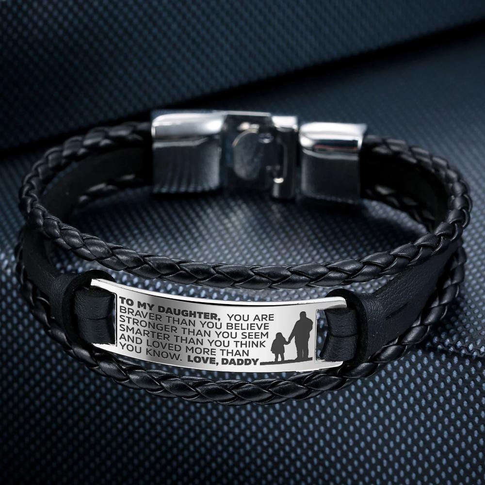 From Daddy to Daughter - Steel & Leather Style Bracelet