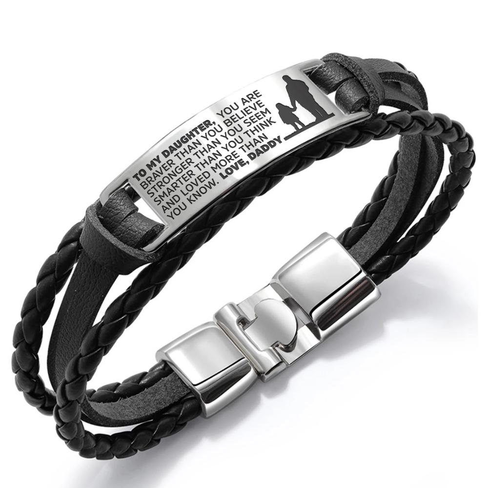 From Daddy to Daughter - Steel & Leather Style Bracelet