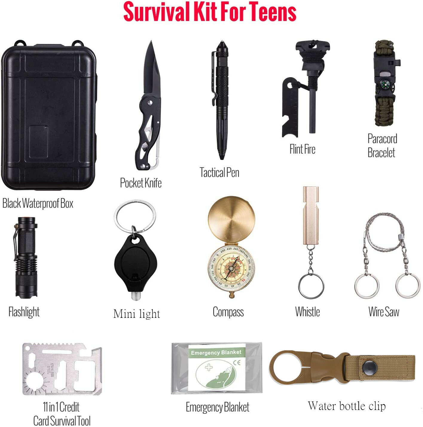 14 in 1 Outdoor Emergency Survival Gear Kit – Cifer