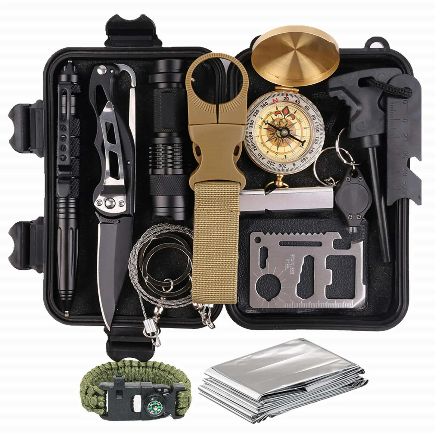 14 in 1 Outdoor Emergency Survival Gear Kit